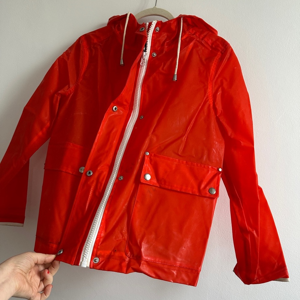 Vintage Red Orange Raincoat Utility Jacket Topshop